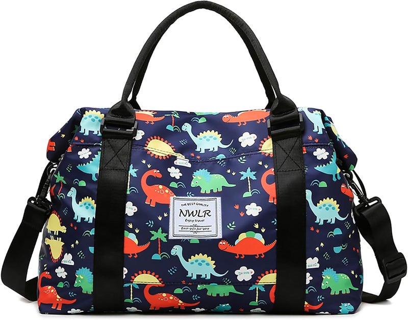 NWLR Travel Duffle Bag Weekender Overnight Bag Gym Tote with Dry and Wet Separated Pocket for Women Girls Shoulder Workout Duffel Bag Water Resistant (cute dinosaurs) - Image 1